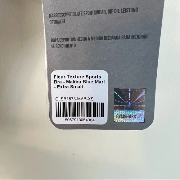 NWT Gymshark Fleur Texture Sports Bra Malibu Blue XS - Picture 10 of 10